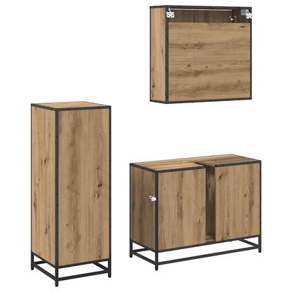 Set di mobili per il bagno 3 pz Rovere artigianale | homemem39