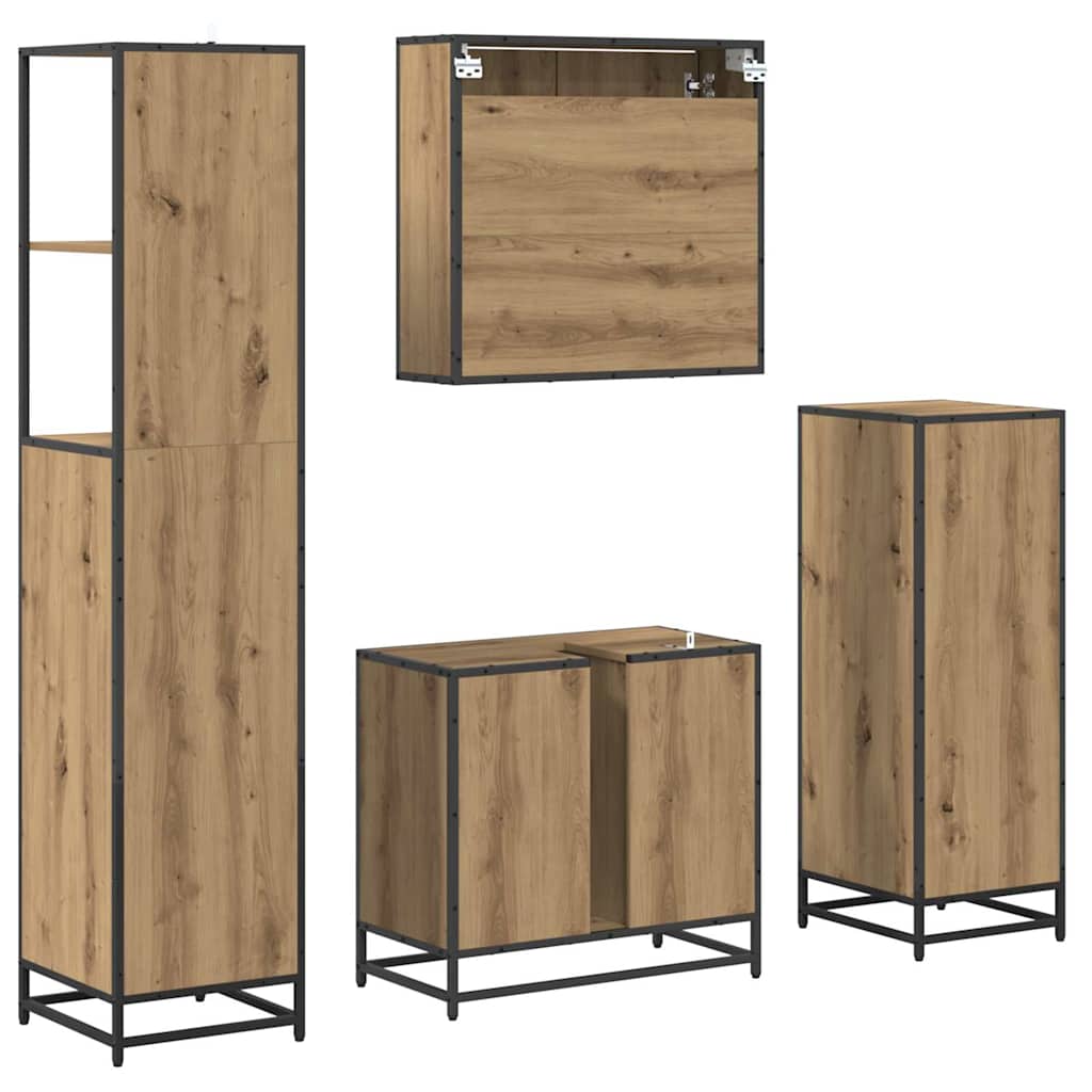 Set di mobili per il bagno 4 pz Rovere artigianale | homemem39