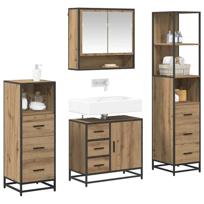 Set di mobili per il bagno 4 pz Rovere artigianale | homemem39