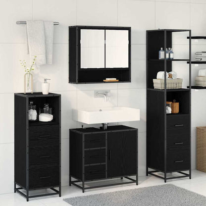 Set di mobili per il bagno 4 pcs Rovere Nero Legno multistrato