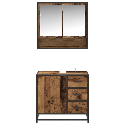 Set di mobili per il bagno con cassetto 2 pcs Legno vecchio