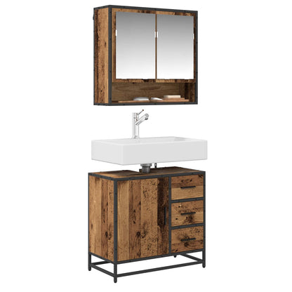 Set di mobili per il bagno con cassetto 2 pcs Legno vecchio | homemem39