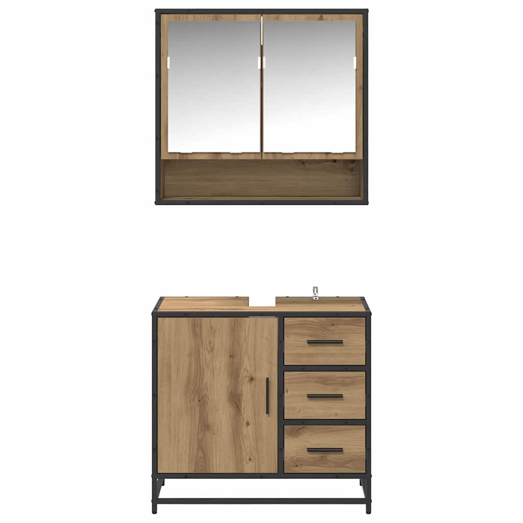 Set di mobili per il bagno 2 pz Rovere artigianale | homemem39