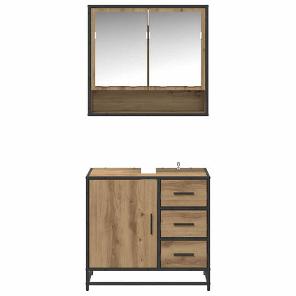 Set di mobili per il bagno 2 pz Rovere artigianale | homemem39