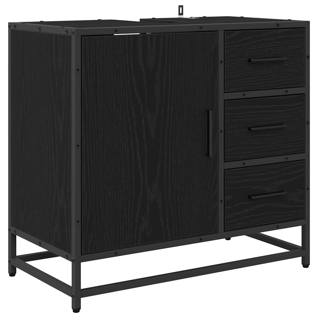 Set di mobili per il bagno 2 pcs Rovere Nero Legno multistrato | homemem39