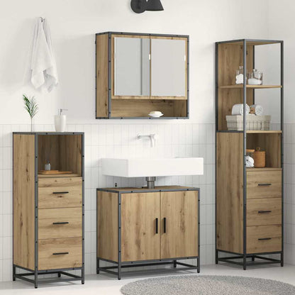 Set di mobili per il bagno con porta 4 pcs Rovere artigianale