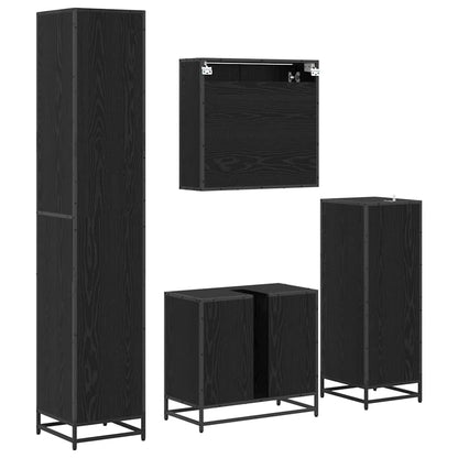 Set di mobili per il bagno 4 pcs Rovere Nero Legno multistrato
