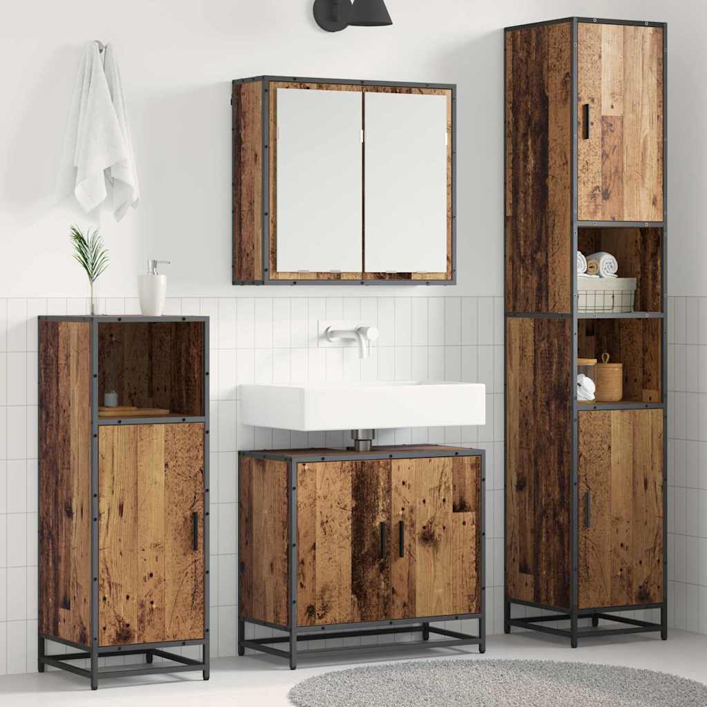 Set di mobili per il bagno con lo scaffale 3 pcs Legno vecchio