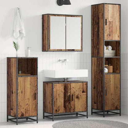 Set di mobili per il bagno con lo scaffale 3 pcs Legno vecchio
