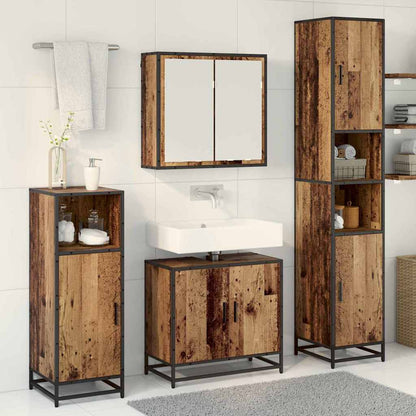 Set di mobili per il bagno con lo scaffale 3 pcs Legno vecchio