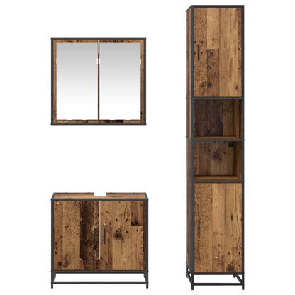 Set di mobili per il bagno con lo scaffale 3 pcs Legno vecchio | homemem39