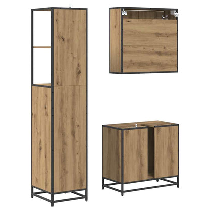 Set di mobili per il bagno 3 pz Rovere artigianale | homemem39