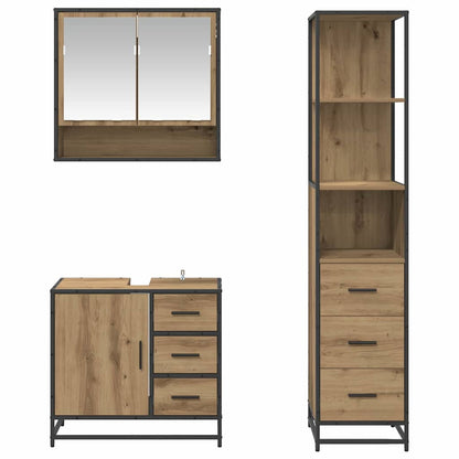 Set di mobili per il bagno 3 pz Rovere artigianale | homemem39