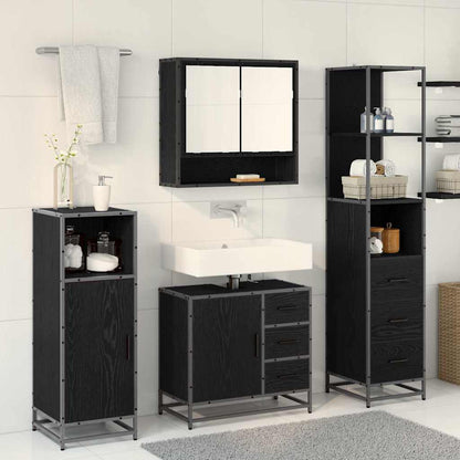Set di mobili per il bagno 3 pcs Rovere Nero Legno multistrato | homemem39