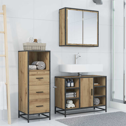 Set di mobili per il bagno 3 pz Rovere artigianale | homemem39