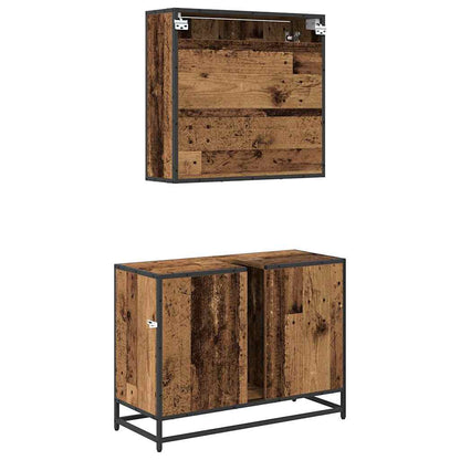 Set di mobili per il bagno con lo scaffale 2 pcs Legno vecchio | homemem39