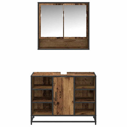 Set di mobili per il bagno con lo scaffale 2 pcs Legno vecchio | homemem39
