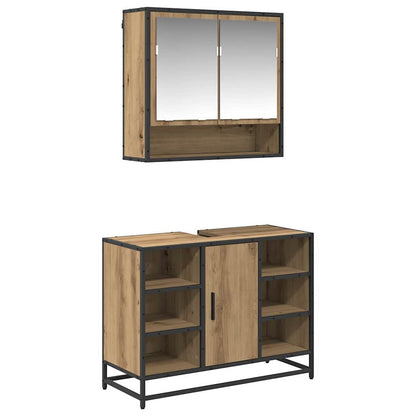 Set di mobili per il bagno 2 pz Rovere artigianale | homemem39