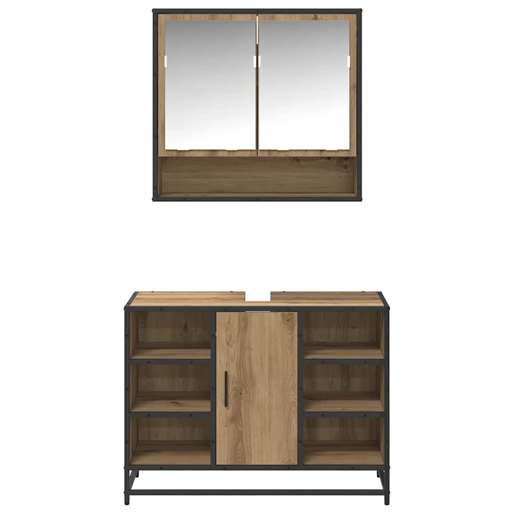 Set di mobili per il bagno 2 pz Rovere artigianale | homemem39