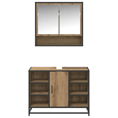 Set di mobili per il bagno 2 pz Rovere artigianale | homemem39