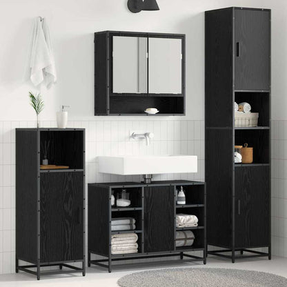 Set di mobili per il bagno 4 pcs Rovere Nero Legno multistrato | homemem39