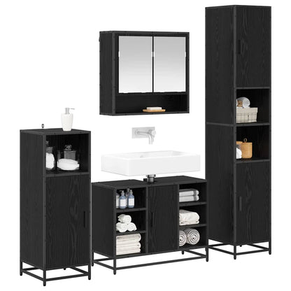 Set di mobili per il bagno 4 pcs Rovere Nero Legno multistrato | homemem39