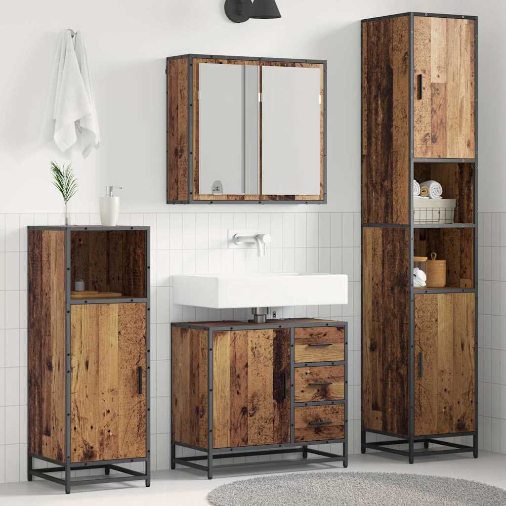 Set di mobili per il bagno 3 pcs Legno vecchio 65 x 33 x 60 cm