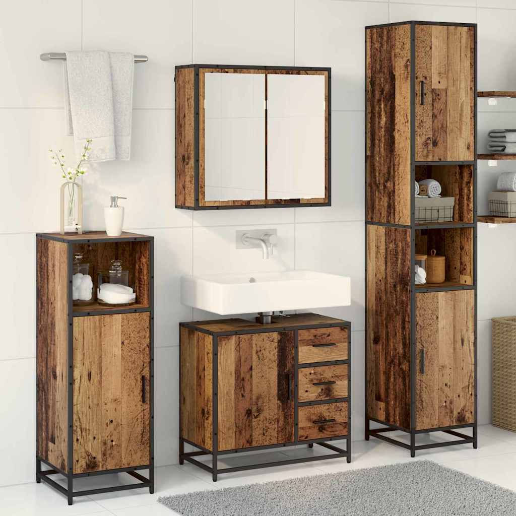 Set di mobili per il bagno 3 pcs Legno vecchio 65 x 33 x 60 cm
