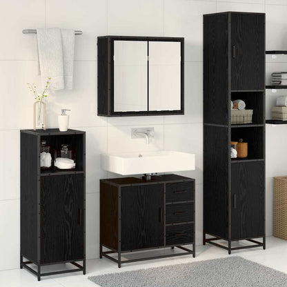 Set di mobili per il bagno 3 pcs Rovere nero 65 x 33 x 60 cm