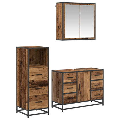 Set di mobili per il bagno con cassetto 3 pcs Legno vecchio | homemem39