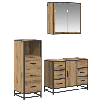 Set di mobili per il bagno 3 pz Rovere artigianale | homemem39