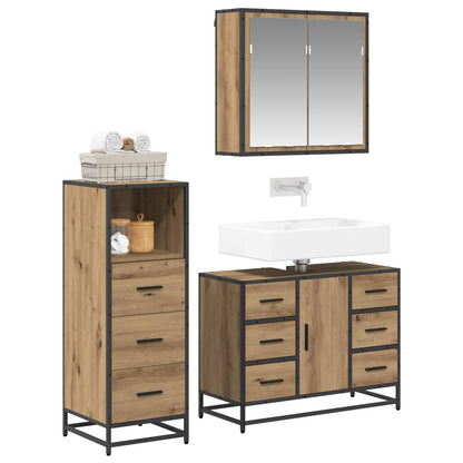 Set di mobili per il bagno 3 pz Rovere artigianale | homemem39