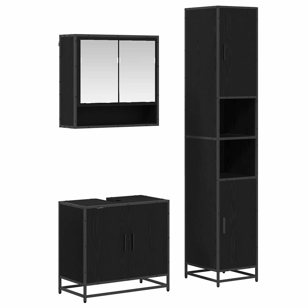 Set di mobili per il bagno 3 pz Rovere artigianale | homemem39