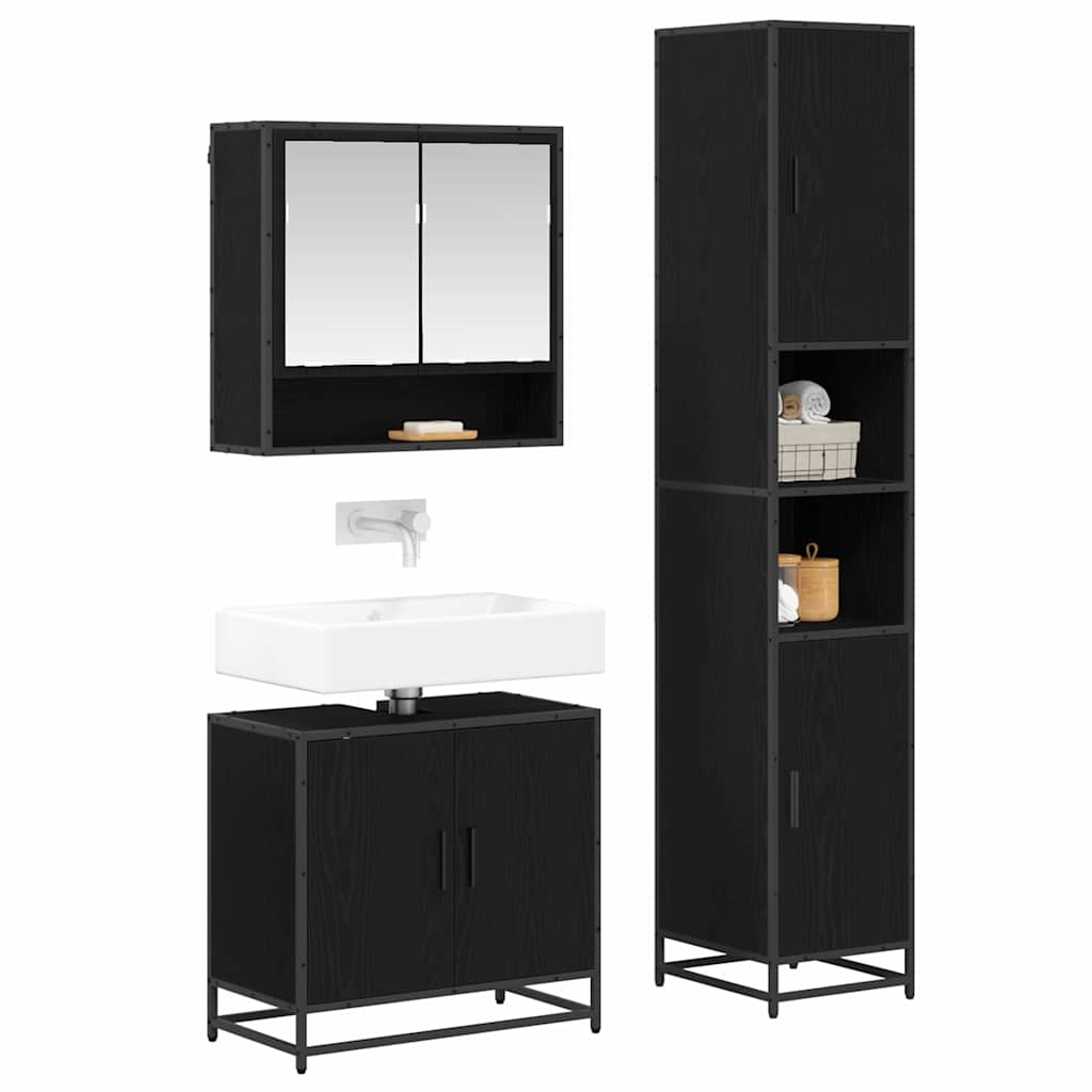 Set di mobili per il bagno 3 pz Rovere artigianale | homemem39
