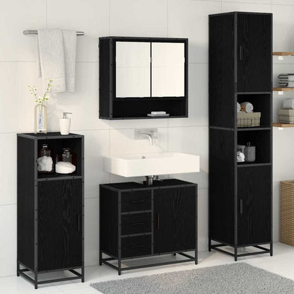 Set di mobili per il bagno 3 pcs Rovere Nero Legno multistrato