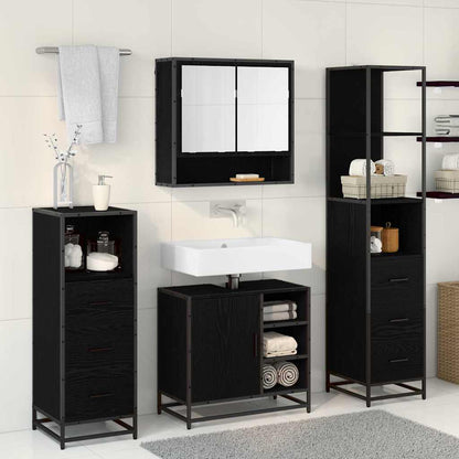 Set di mobili per il bagno 4 pcs Rovere Nero Legno multistrato