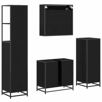 Set di mobili per il bagno 4 pcs Rovere Nero Legno multistrato | homemem39