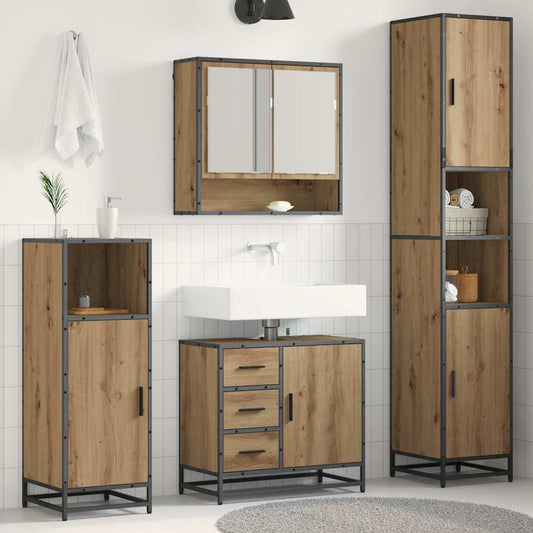 Set di mobili per il bagno 3 pz Rovere artigianale | homemem39