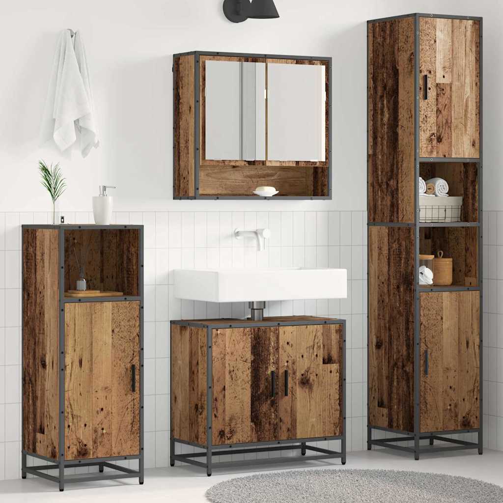 Set di mobili per il bagno con lo scaffale 3 pcs Legno vecchio | homemem39
