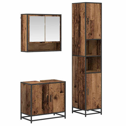 Set di mobili per il bagno con lo scaffale 3 pcs Legno vecchio | homemem39