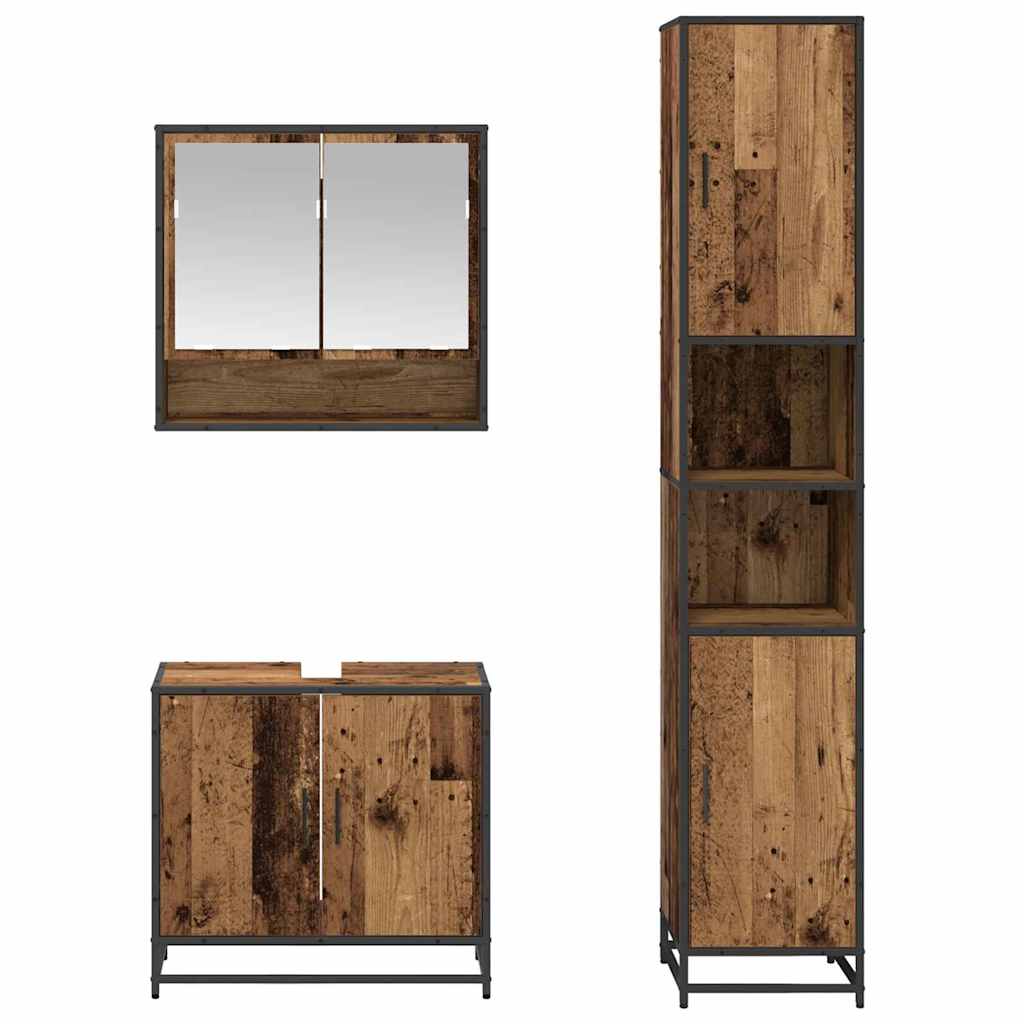 Set di mobili per il bagno con lo scaffale 3 pcs Legno vecchio | homemem39