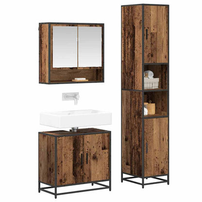 Set di mobili per il bagno con lo scaffale 3 pcs Legno vecchio | homemem39