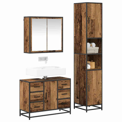 Set di mobili per il bagno con cassetto 3 pcs Legno vecchio | homemem39
