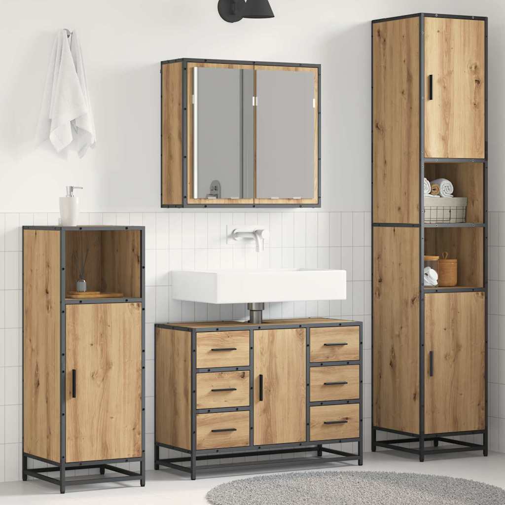 Set di mobili per il bagno 3 pz Rovere artigianale | homemem39