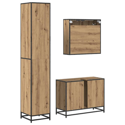 Set di mobili per il bagno 3 pz Rovere artigianale | homemem39
