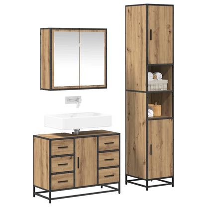 Set di mobili per il bagno 3 pz Rovere artigianale | homemem39