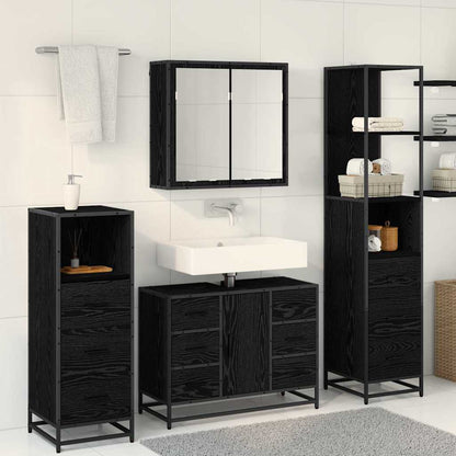 Set di mobili per il bagno 4 pcs Rovere Nero Legno multistrato