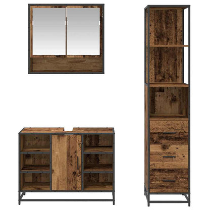 Set di mobili per il bagno con cassetto 3 pcs Legno vecchio