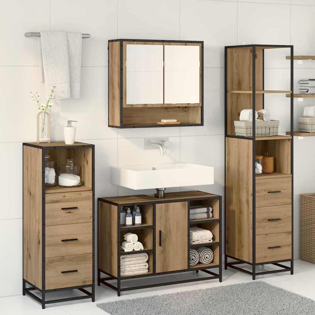 Set di mobili per il bagno con porta 3 pcs Rovere artigianale