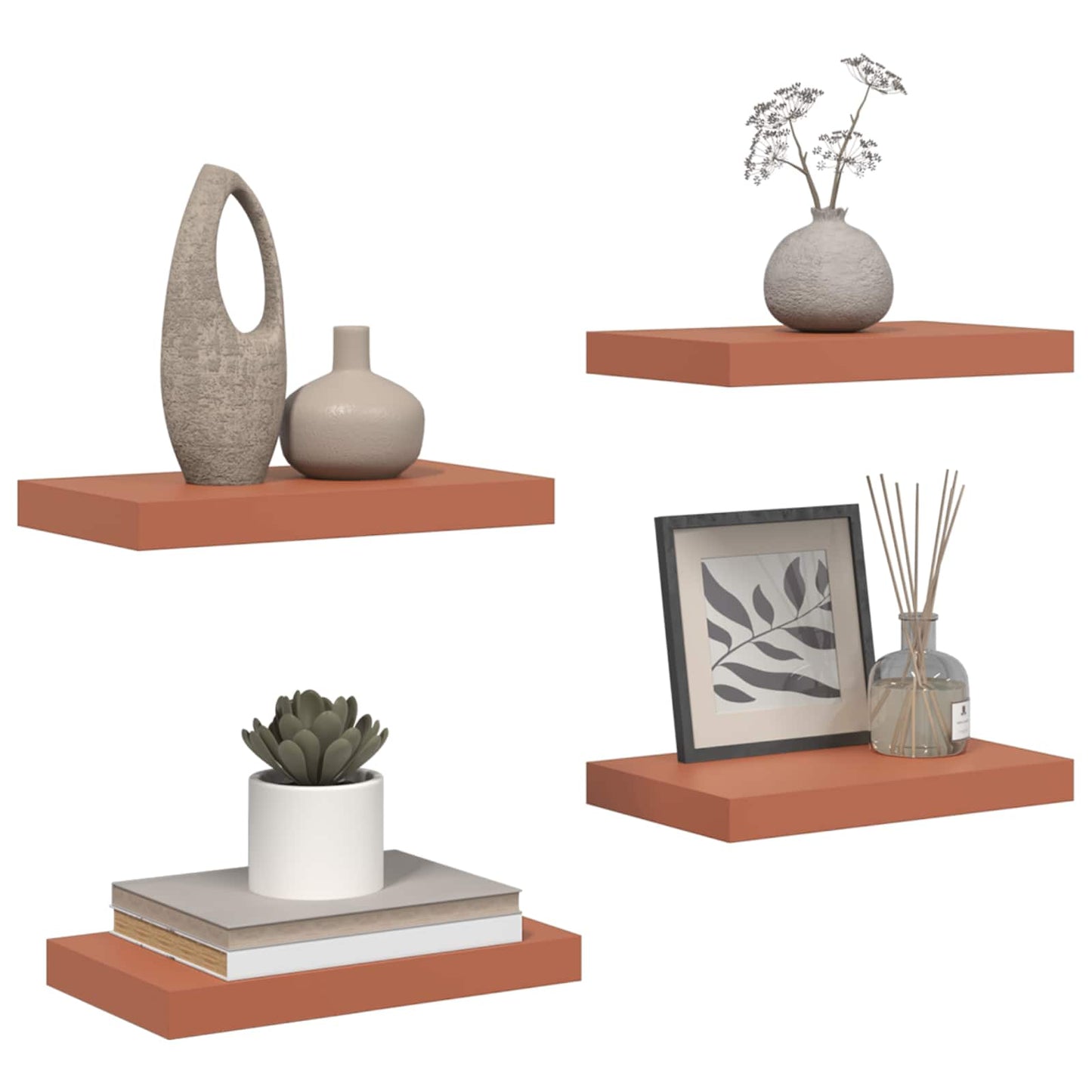 Scaffale da parete 4 pcs Rosso 40 x 23,5 x 4 cm